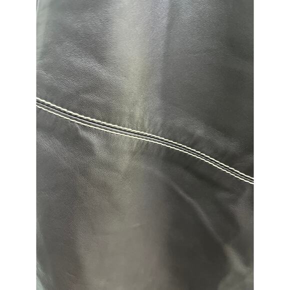 Lafayette 148 New York Chocolate Brown Leather Midi Pencil Skirt Sz 8 - Picture 4 of 7